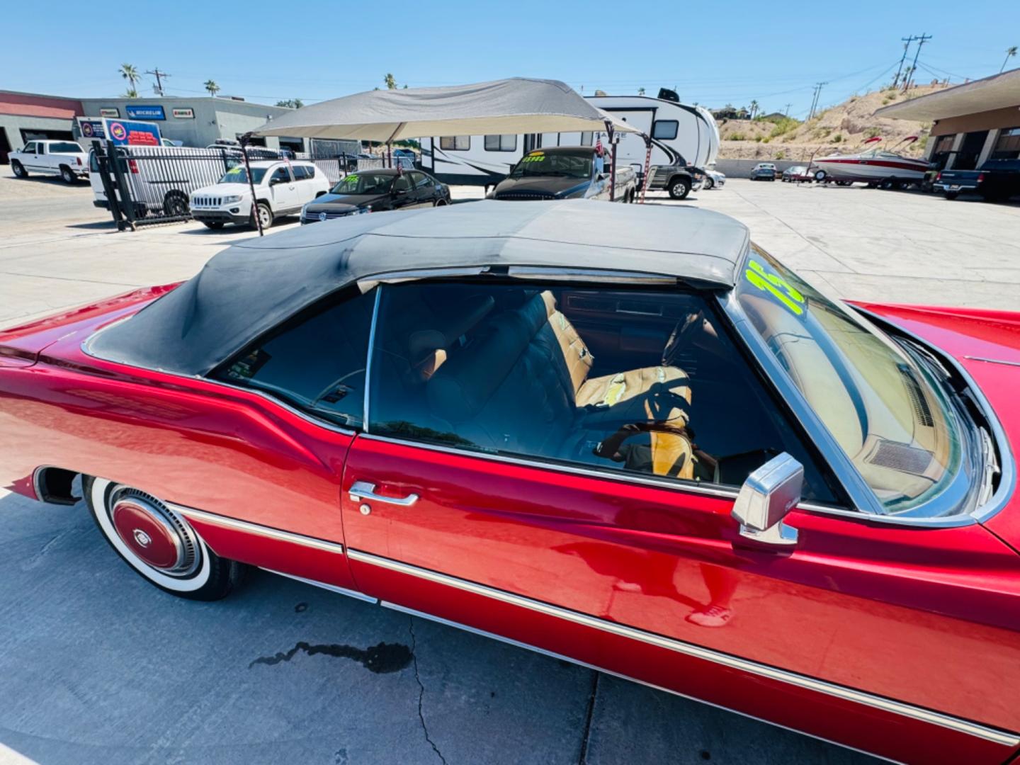 1975 Red Cadillac Eldorado convertible. , located at 2190 Hwy 95, Bullhead City, AZ, 86442, (928) 704-0060, 0.000000, 0.000000 - 1975 Cadillac Eldorado Convertible. Great project car for someone. New tires. Runs and drives, power top works. has a/c doesn't work. needs restoration. interior needs work, engine needs to be serviced . clear title. - Photo#10